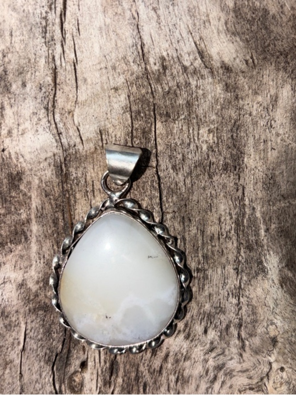 Sterling Silver pendant White quartz Teardrop Pendant
